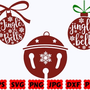 Jingle Bells SVG | Christmas Bells SVG | Christmas SVG | Cut Files for Cricut & Silhouette | Svg Eps Dxf Png Jpg Pdf | Commercial Use