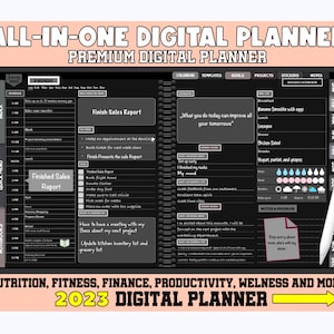 2023&2024 Black Digital Planner | Dark Mode Planner | Goodnotes Planner | Digital Planner | iPad Planner | Notability Planner | Journal