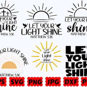 Niech Twoje światło zabłyśnie SVG | Religijny SVG | Chrześcijański SVG | Jezus SVG | Plik do cięcia dla Cricut i Silhouette | SVG Eps Dxf Png Jpg | Użytek komercyjny