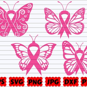 Butterfly Awareness Ribbon SVG | Cancer Butterfly SVG | Butterfly Cancer Ribbon SVG | Butterfly Svg | Pink Ribbon Svg | Butterfly Cut File