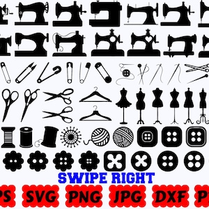 Sewing Silhouette | Sewing SVG Cut Files | Sewing Machine SVG | Seamstress SVG | Tailor Svg | Thread Svg | Crafting Svg | Scissors Svg | Png
