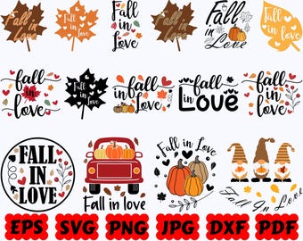 Enamórate SVG / Otoño SVG / Otoño SVG / Archivos de corte para Cricut y Silhouette / Svg Eps Dxf Png Jpg Pdf / Uso comercial