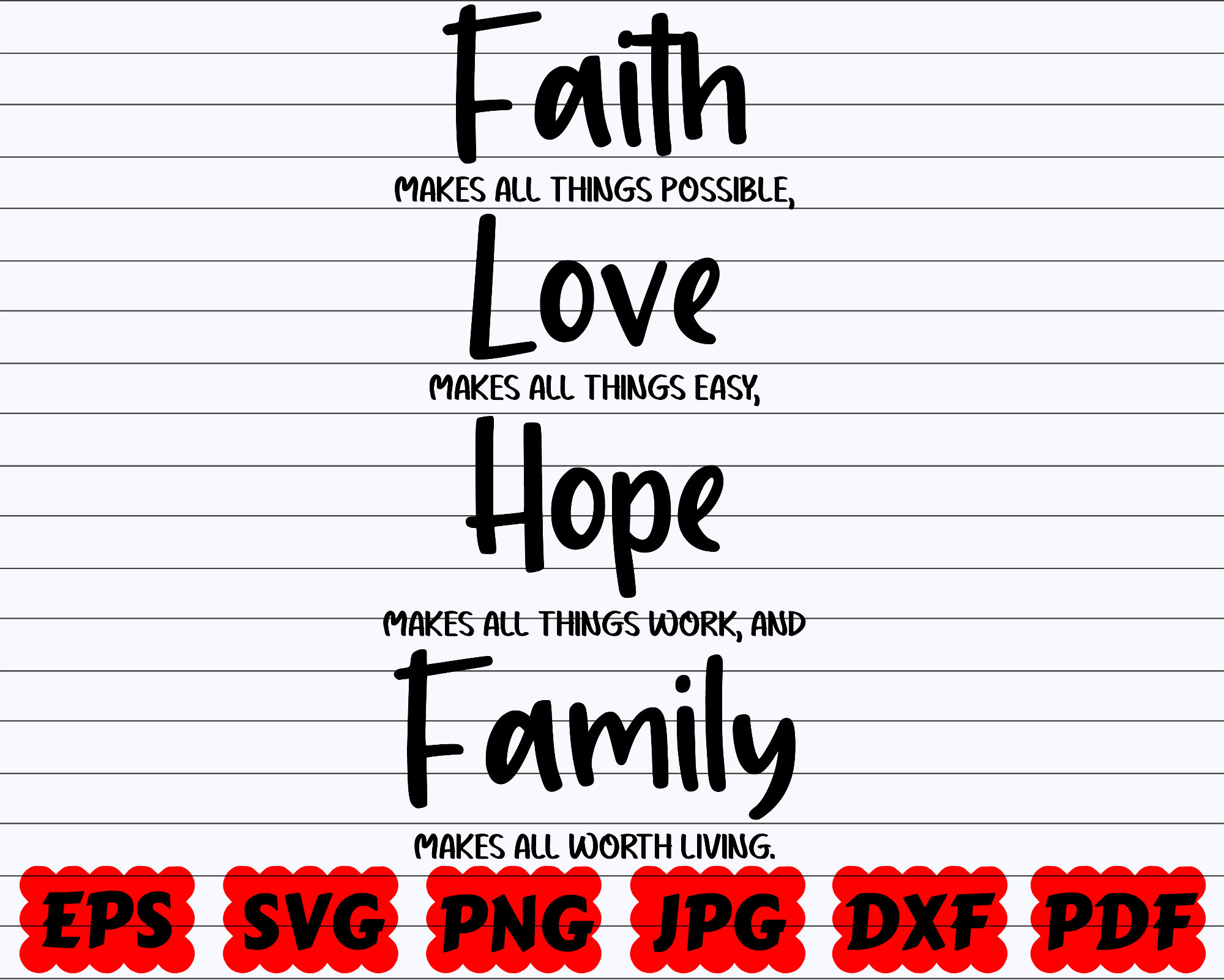 Faith Love Hope Family SVG Faith SVG Love SVG Hope Svg Etsy
