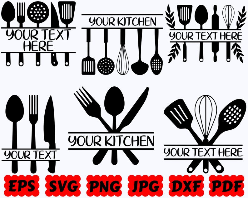 Cooking Split Frame Kitchen Split Frame SVG | Kitchen SVG | Baking SVG | Cooking Svg | Cut ...