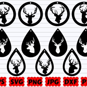 Earrings SVG | Deer Earrings SVG | Teardrops SVG | Deer Teardrops Svg | Deer Svg | Deer Antler Svg | Deer Bundle Svg | Deer Silhouette