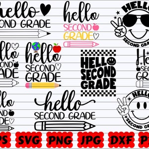 Hola Segundo Grado SVG / Segundo Grado SVG / Regreso a la escuela SVG / Escuela Svg / Grado escolar Svg / Primer día de clases Svg / Hola Grado Svg