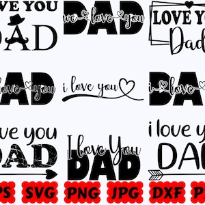 Je t'aime papa SVG | Papa SVG | Père SVG | Papa vie Svg | Fête des pères Svg | Fichiers de découpe pour Cricut & Silhouette | Svg Eps Dxf Png Jpg Pdf