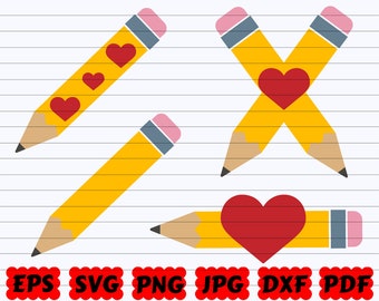 Pencil SVG | Pencil Clipart | Pencil Cut File| School SVG| Teacher SVG| Back to School Svg| School Cut File| School Clipart| Love School Svg