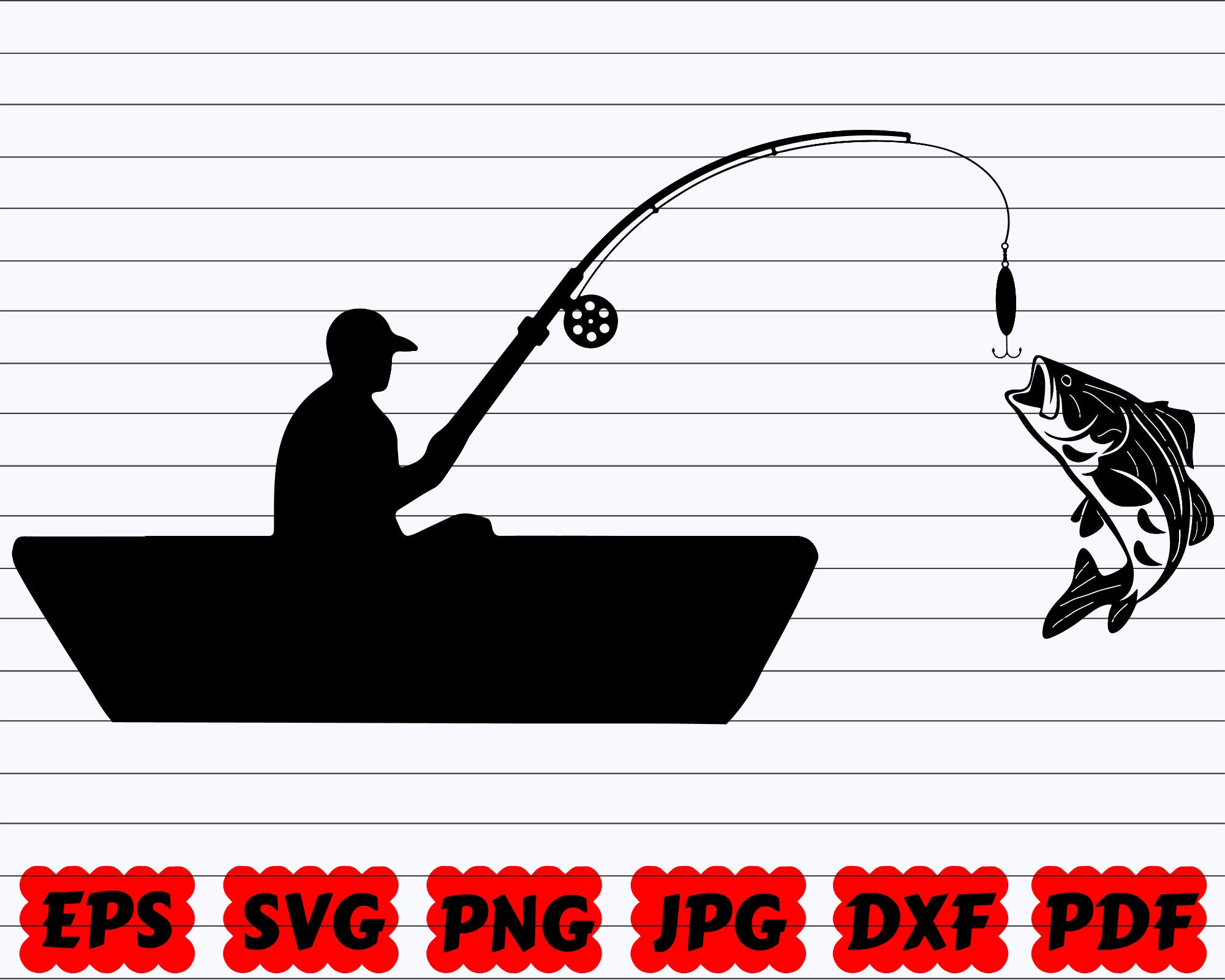 Fishing Boat SVG Boat SVG Fishing Cut File Fishing Boat Silhouette