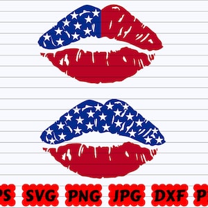 Labios de EE. UU. SVG / Labios estadounidenses SVG / Labios de bandera de EE. UU. Svg / Labios del 4 de julio Svg / Labios de bandera Svg / Labios de bandera estadounidense Svg / Labios patrióticos Svg