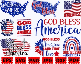 God Bless America SVG | 4th Of July SVG | America SVG | Usa Svg | Cut File for Cricut & Silhouette | Svg Eps Dxf Png Jpg Pdf |Commercial Use