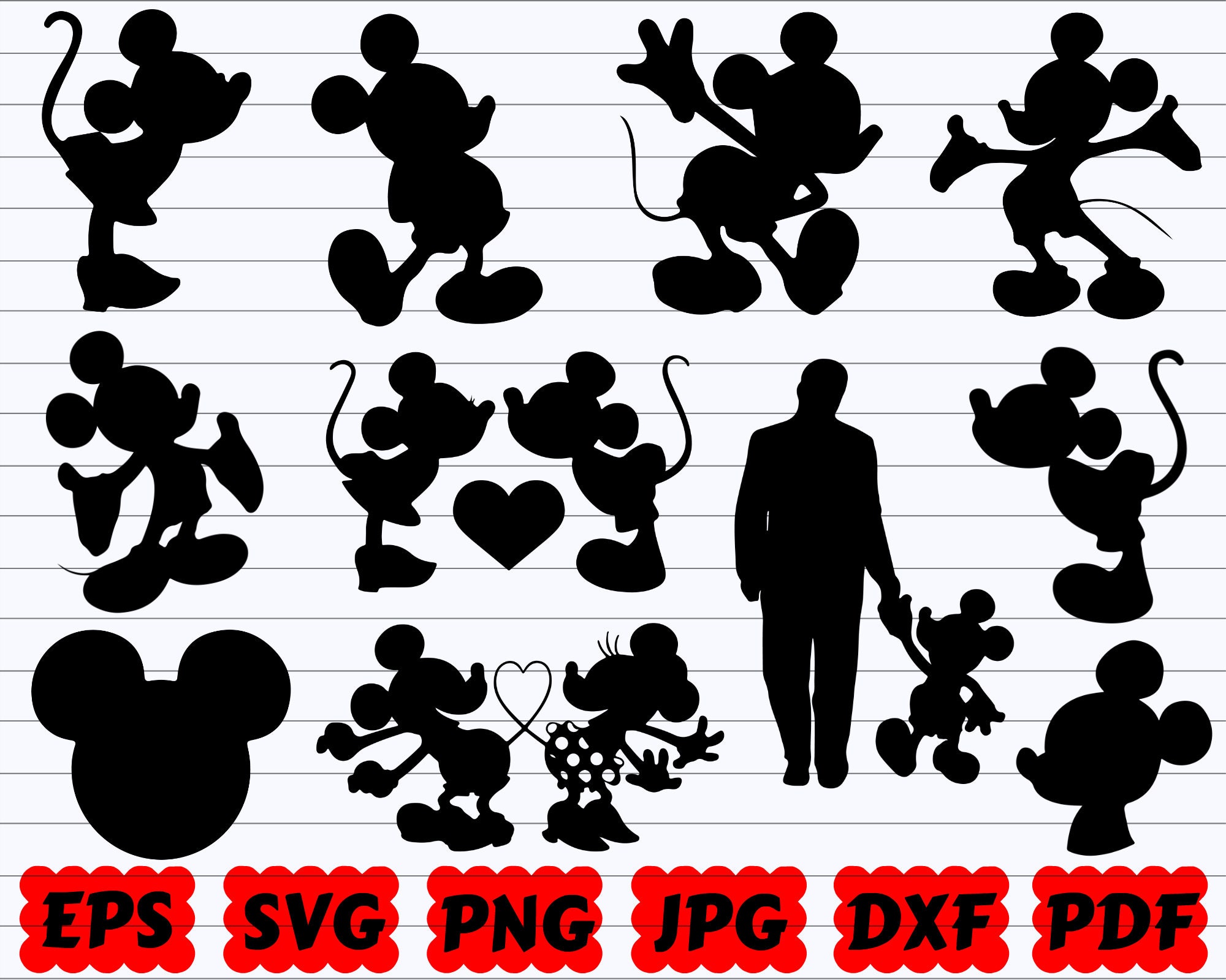 Mickey and Minnie SVG Mickey Silhouette Minnie Silhouette