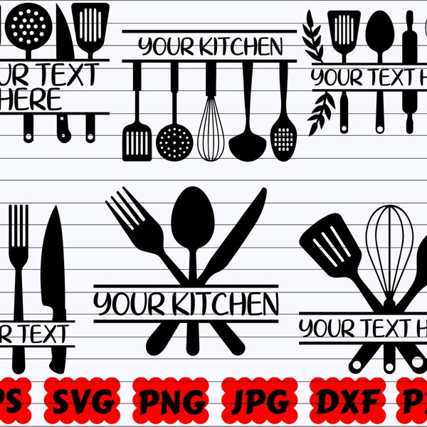 Kitchen Split Frame SVG | Kitchen Split Monogram SVG | Kitchen Frame SVG | Kitchen Monogram Svg | Kitchen Split Svg |Cooking Split Frame Svg