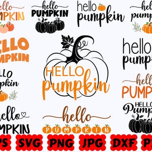Hello Pumpkin SVG | Pumpkin SVG | Fall SVG | Autumn Svg | Cut Files for Cricut & Silhouette | Svg Eps Dxf Png Jpg Pdf | Commercial Use