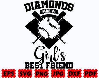 Diamonds Are A Girl's Best Friend SVG | Baseball SVG | Sport SVG | Cut Files for Cricut & Silhouette | Svg Eps Dxf Png Jpg | Commercial Use