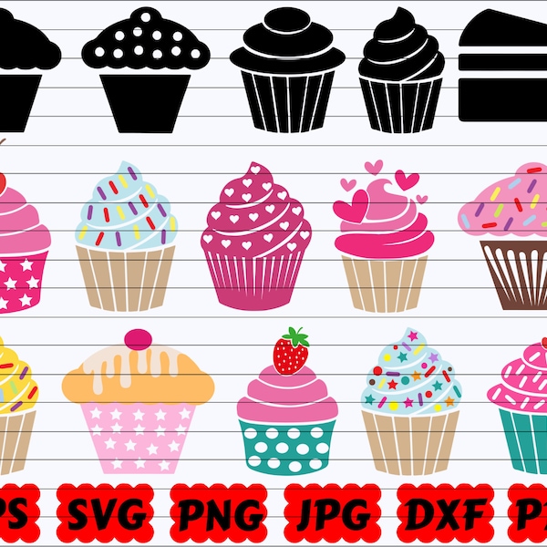 Birthday Cupcake SVG | Cupcake SVG | Muffin SVG | Dessert Svg | Sweets Svg | Cupcake Cut File | Cupcake Clipart | Cupcake Silhouette | Shirt