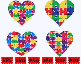 Autism Heart SVG | Autism SVG | Austism Awareness SVG | Cut Files for Cricut & Silhouette | Svg Eps Dxf Png Jpg Pdf | Commercial Use