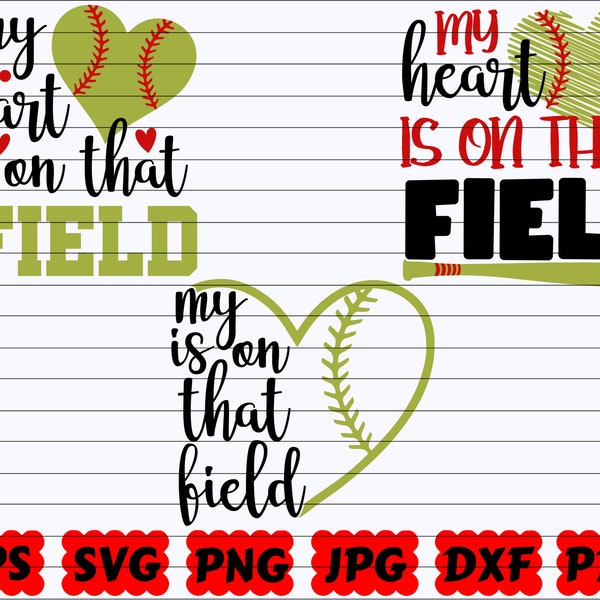 My Heart Is On That Field SVG | Softball Heart SVG | Softball Quote SVG | Softball Design Svg | Softball Saying Svg | Softball Cut File