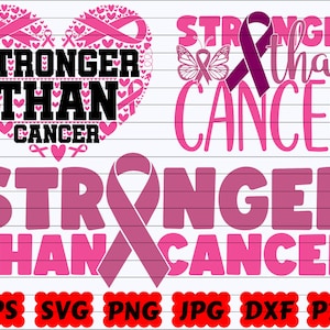 Stronger Than Cancer SVG | Cancer Awareness Svg | Cancer Survivor Svg | Fight Cancer Svg | Cancer Cut File | Cancer Quote Svg| Cancer Saying