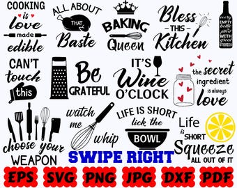 SVG de cocina / SVG de cocina / SVG de repostería / SVG de letrero de cocina / Archivos de corte para Cricut y Silhouette / Cita / Svg Eps Dxf Png Jpg / Uso comercial