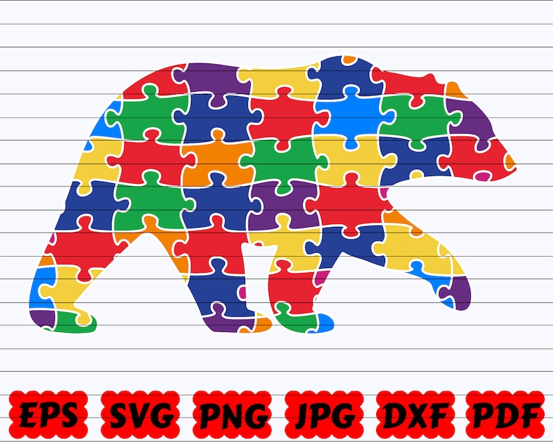 Autism Bear SVG Autism SVG Bear SVG Autism Clipart| Bear Cut File| Autism Puzzle Svg| Puzzle Svg Autism Cut File Autism Design Svg