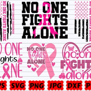No One Fights Alone SVG | Breast Cancer Awareness SVG | Fight Cancer SVG | Cancer Survivor Svg | Cancer Cut File | Cancer Quote Svg | Saying