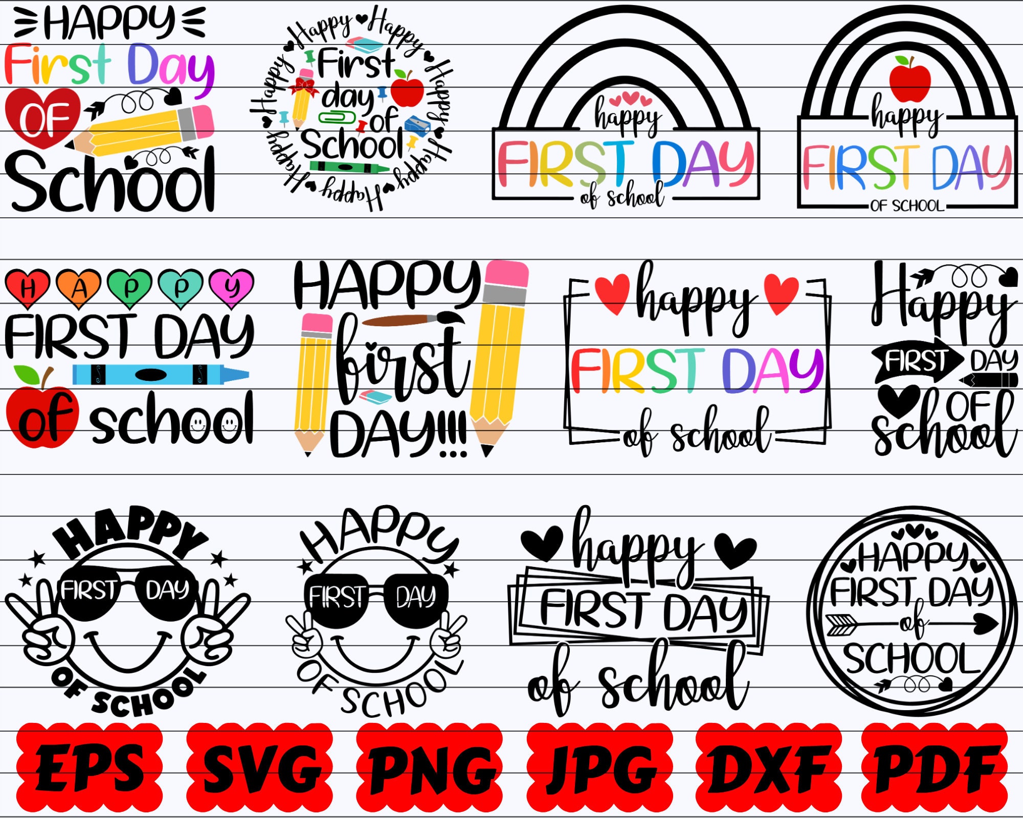Happy First Day Of School SVG | First Day Of School SVG | School SVG | Back To School Svg | Teacher Svg | School Cut Files| School Quote Svg