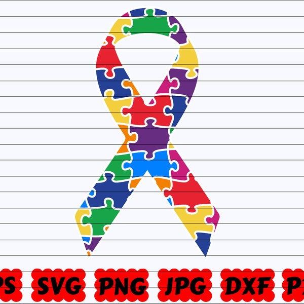 Autism Ribbon SVG | Autism SVG | Ribbon SVG | Autism Cut File | Autism Design Svg | Ribbon Cut File | Autism Clipart | Autism Shirt | Png