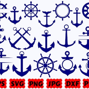 Ancla SVG / Náutica SVG / Rueda SVG / Océano Svg / Barco Svg / Archivos de corte para Cricut y Silhouette / Svg Eps Dxf Png Jpg Pdf / Uso comercial