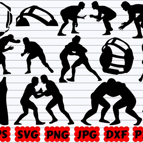 Wrestling Silhouette | Wrestling Cut File | Wrestler SVG | MMA SVG | Martial Arts Svg | Arm Wrestling Svg | Wrestler Silhouette | Mask Svg