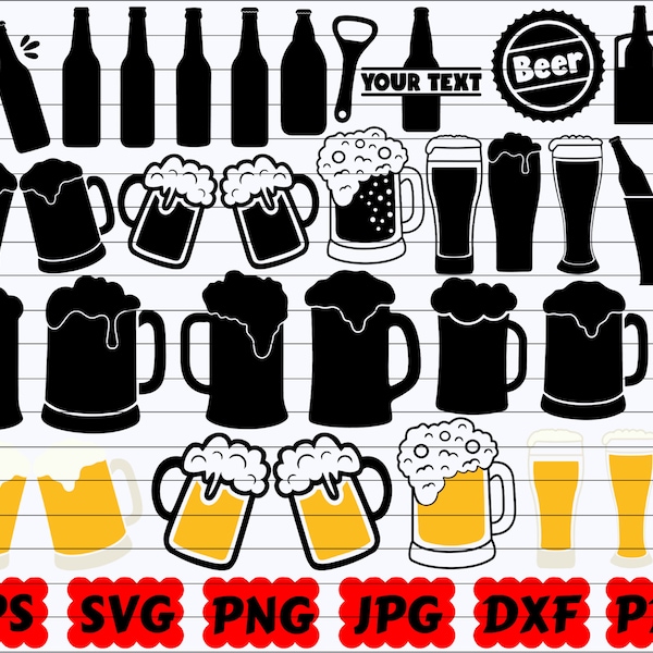 Beer Silhouette | Beer Cut Files | Alcohol Silhouette | Drinking Silhouette | Beer Mugs SVG | Beer Glasses Svg | Beer Bottle Svg| Beer Craft
