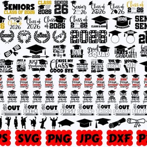 Graduación SVG / Graduación 2026 SVG / Graduado SVG / Clase de 2026 Svg / Senior Svg / Archivo de corte para Cricut y Silhouette / Svg Eps Dxf Png Jpg