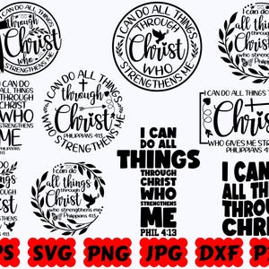 Todo lo puedo en Cristo que me fortalece SVG / SVG cristiano / SVG de Jesús / Svg de fe / Archivos de corte para Cricut y Silhouette