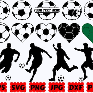 Voetbalsilhouet | Voetbal-SVG | Sport-SVG | Bestanden knippen voor Cricut & Silhouette | Svg Eps Dxf Png Jpg Pdf | Commercieel gebruik