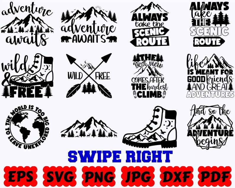 Hiking SVG | Adventure SVG | Nature SVG | Mountains Svg | Travel | Cut Files for Cricut & Silhouette | Svg Eps Dxf Png Jpg | Commercial Use image 7