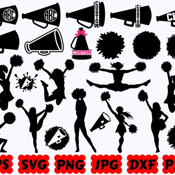Cheer Silhouette | Cheer SVG | Sport SVG | Cut Files for Cricut & Silhouette | Svg Eps Dxf Png Jpg Pdf | Commercial Use