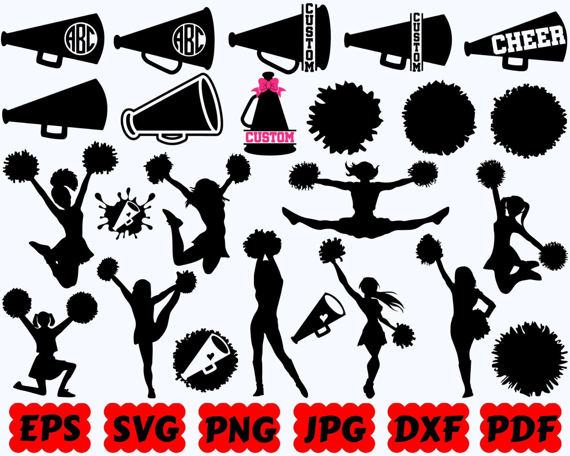Cheer Silhouette | Cheer SVG | Sport SVG | Cut Files for Cricut & Silhouette | Svg Eps Dxf Png Jpg Pdf | Commercial Use
