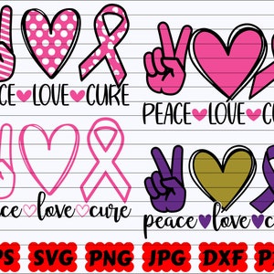 Peace Love Cure SVG | Peace SVG | Love SVG | Cure Svg | Cancer Ribbon Svg | Cancer Awareness Svg | Cancer Survivor Svg | Fight Cancer Svg