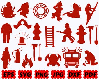 Firefighter SVG | Fireman SVG | Fire SVG | Red Line Svg | Cut Files for Cricut & Silhouette | Svg Eps Dxf Png Jpg Pdf | Commercial Use