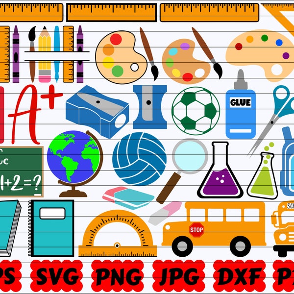 School Supply SVG | School Kit SVG | Back To School SVG | School Cut File | School Clipart | School Design Svg | School Shirt| School Vector