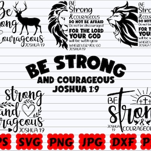 Sei stark und mutig SVG | Sei stark SVG | Sei mutig SVG | Religiöses SVG | Christliches Design | Jesus Herz | Glaube Clipart | Gott geschnitten Datei