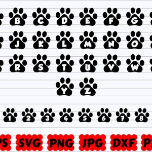 Alfabeto de pata SVG | Alfabeto Animal SVG | Alfabeto SVG | Fonte Svg | Número Svg | Carta Svg | Pata Svg | Pata de cachorro Svg | Fonte com estampa animal