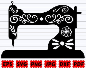 Logotipo de la máquina de coser SVG PNG DXF, Marco de monograma dividido de  costura svg, Máquina de coser floral svg, Craft svg, Quilting Name cut  file, Love to sew 