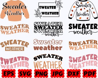Suéter Clima SVG / Otoño SVG / Otoño SVG / Archivos de corte para Cricut y Silhouette / Svg Eps Dxf Png Jpg Pdf / Uso comercial