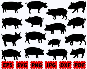 Schwein SVG | Tier SVG | Bauernhof Tier SVG | Schweineschnitzel | Schnittdateien für Cricut & Silhouette | Svg Eps Dxf Png Jpg Pdf | Kommerzielle Nutzung