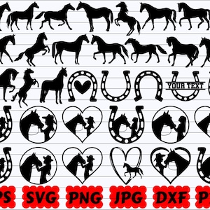 Silueta de caballo / Caballo SVG / Herradura SVG / Cabeza de caballo Svg / Vector de caballo / Amante de los caballos Svg / Archivo de corte de caballo / Animal Svg / Corazón de caballo Svg