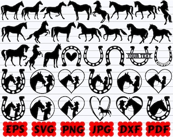 Pferd Silhouette | Pferd SVG | Hufeisen SVG | Pferdekopf svg | Pferd Vektor | Pferde Liebhaber | Pferde Datei | Tier-Svg| Pferd Herz SVG