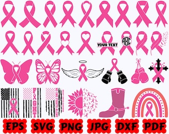 Cancer Ribbon SVG | Breast Cancer SVG | Cancer Awareness SVG | Cut Files for Cricut & Silhouette | Svg Eps Dxf Png Jpg Pdf | Commercial Use