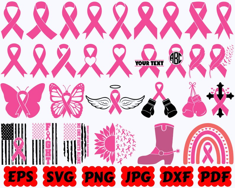 Cancer Ribbon SVG | Breast Cancer SVG | Cancer Awareness SVG | Cut ...