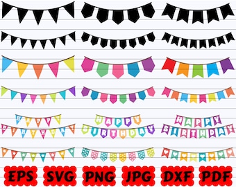 Bunting Birthday SVG | Bunting Banner SVG | Party Bunting SVG | Bunting Birthday Party Svg | Happy Birthday Banner Svg| Flag Svg| Banner Svg
